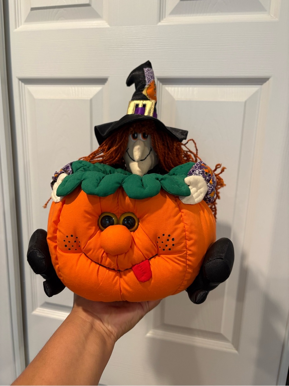 Vintage 1998 Silly Pumpkin Witch Candy Plush Nylon Basket EUC - Picture 2 of 15